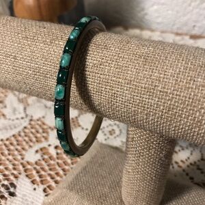 Vintage Green Stone Bangle Bracelet